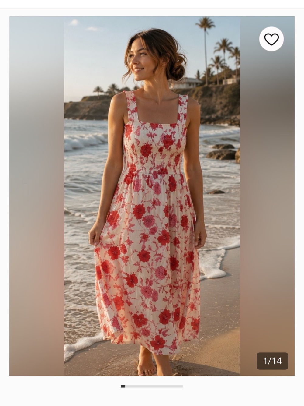 Sincerely Jules L Floral Square-Neck Maxi Dress in Cream & Red